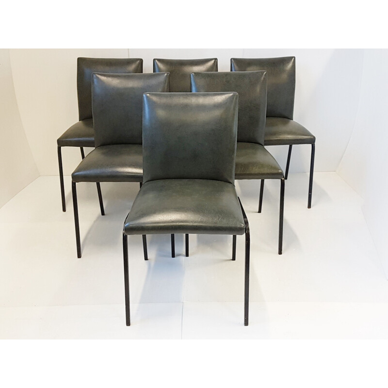 Set of 6 vintage chairs by Pierre Guariche for Meurop