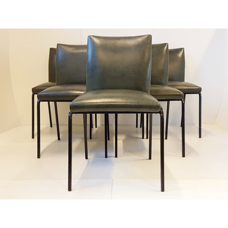 Set of 6 vintage chairs by Pierre Guariche for Meurop