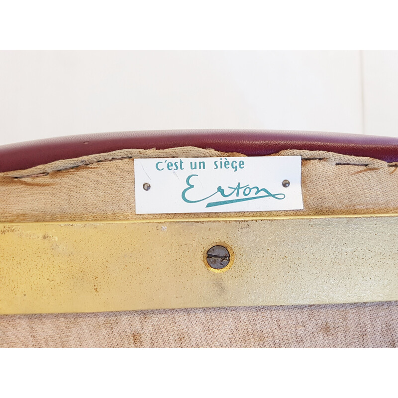 Suite de 4 chaises vintage rouges par Erton