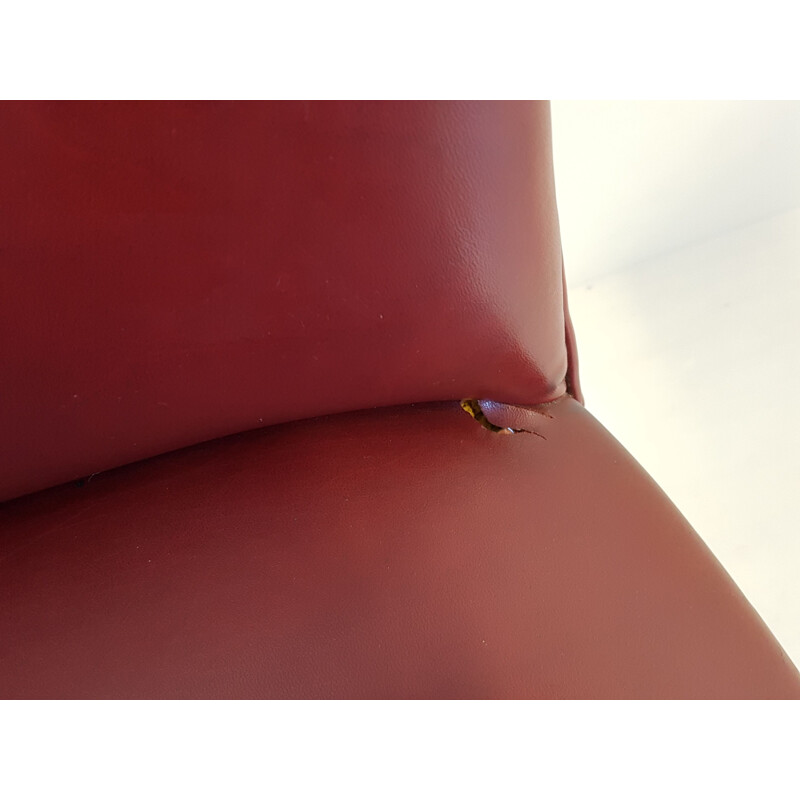 Suite de 4 chaises vintage rouges par Erton
