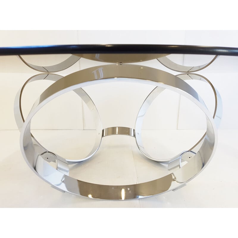 Vintage steel and glass coffee table, 1970