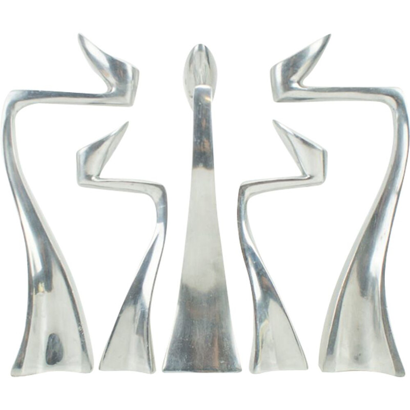 Vintage set of 5 Arclumis candleholders in aluminium by Matthew Hilton for SCP