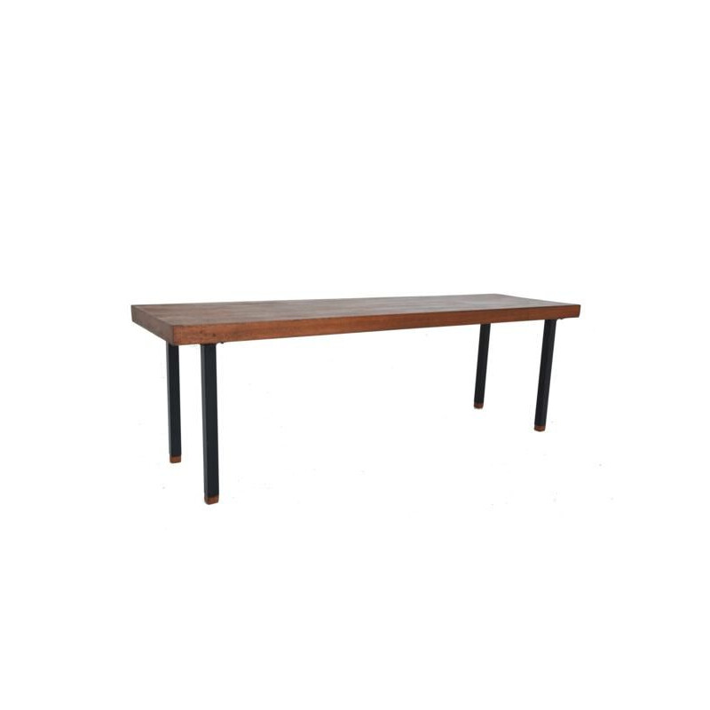 Vintage Scandinavian bench in wood and metal