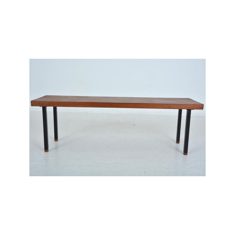 Vintage Scandinavian bench in wood and metal