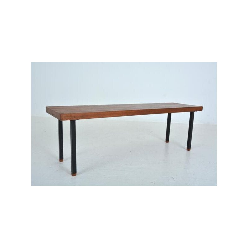 Vintage Scandinavian bench in wood and metal