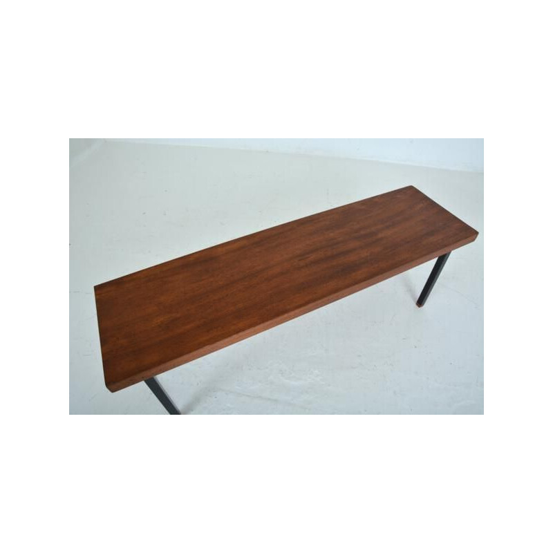 Vintage Scandinavian bench in wood and metal