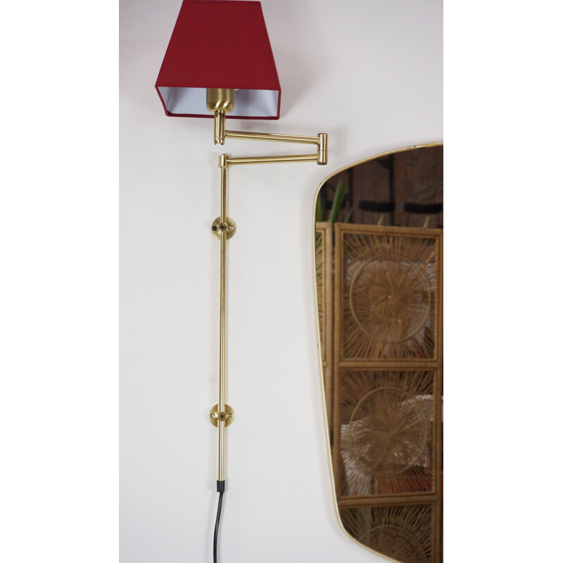 Set of 2 vintage wall lamps in golden brass