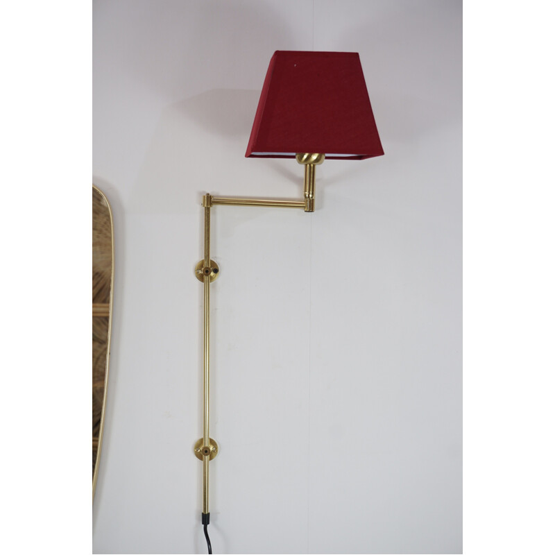 Set of 2 vintage wall lamps in golden brass