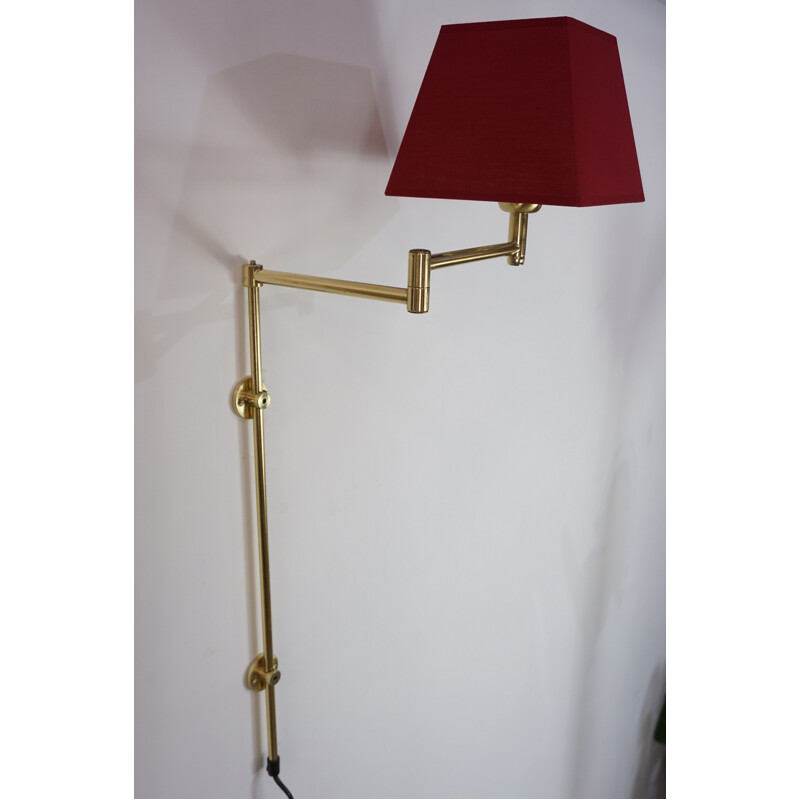 Set of 2 vintage wall lamps in golden brass