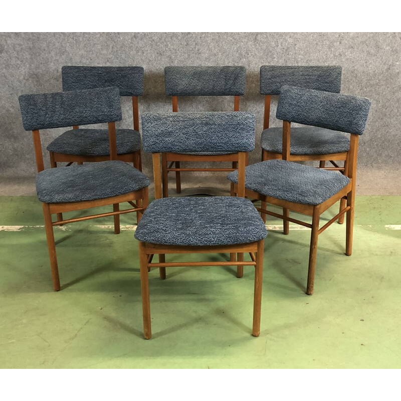 Set of 6 vintage chairs in teak 