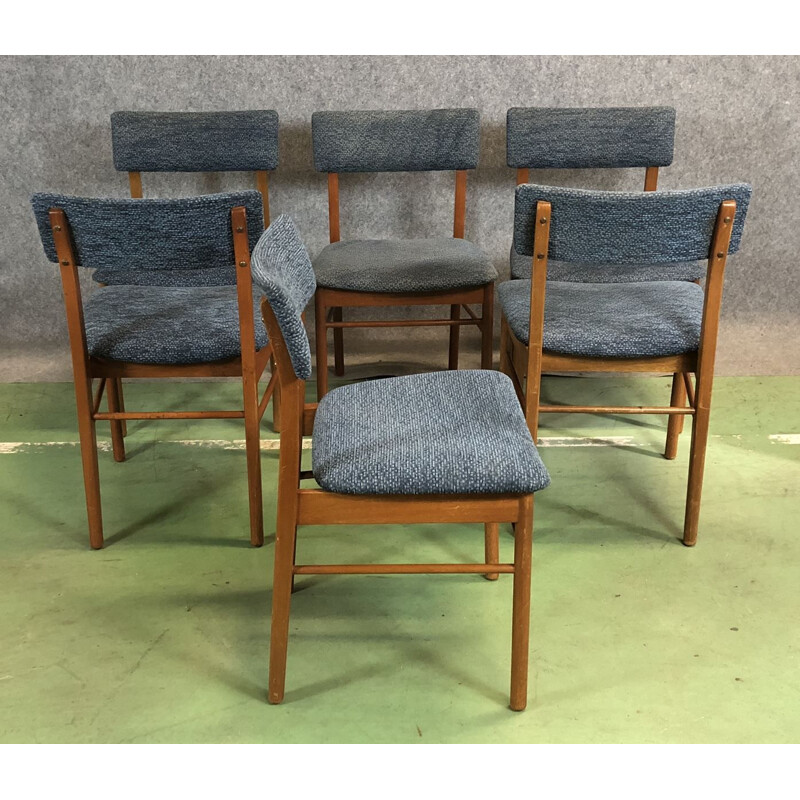 Set of 6 vintage chairs in teak 