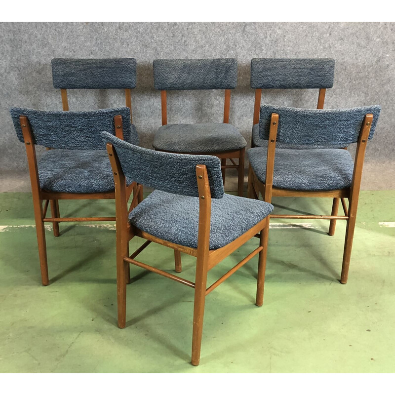 Suite de 6 chaises vintage en teck