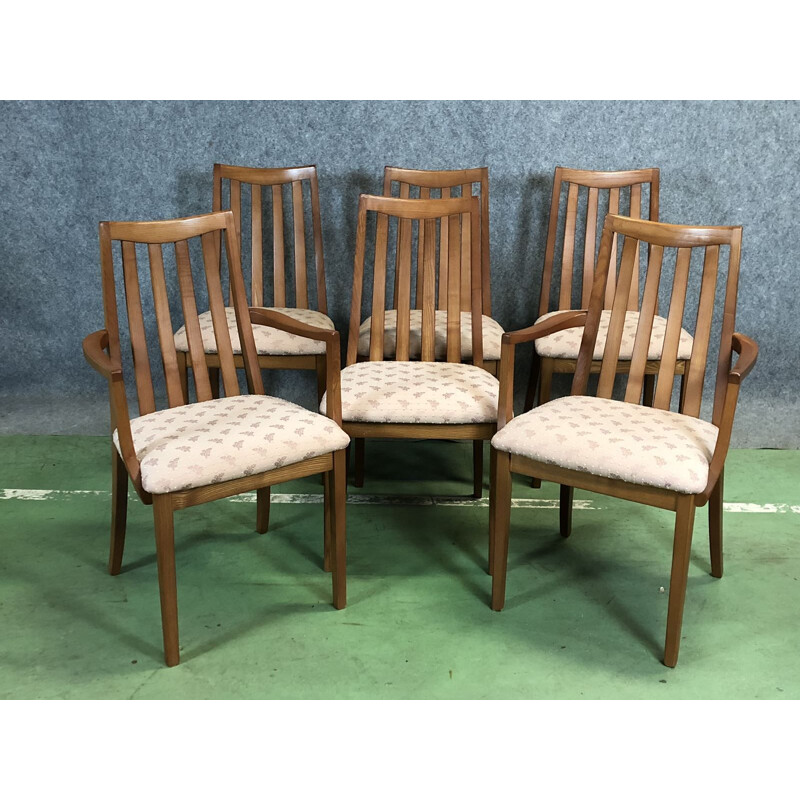 Set of 4 chairs and 2 armchairs in teak