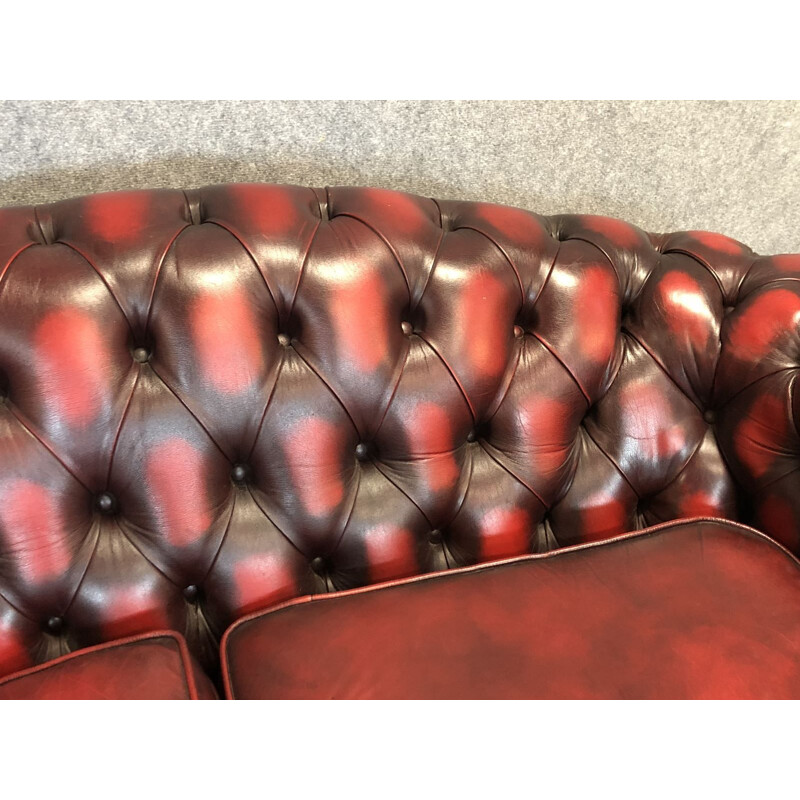 Vintage 3-seater chesterfield sofa in leather 
