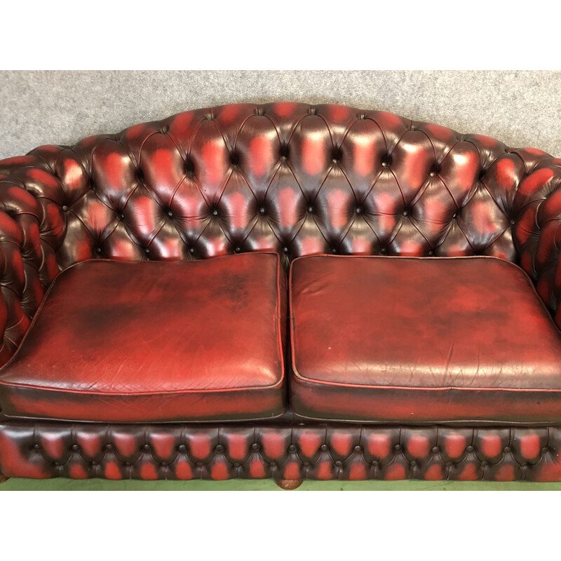 Vintage 3-seater chesterfield sofa in leather 