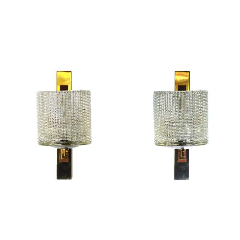 Pair of vintage brass wall lamps 1960
