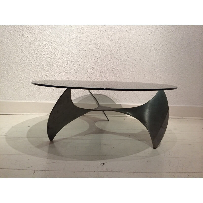 Propeller coffe table in smoked glass and metal, Ronald SCHMITT & Knut HESTERBERG - 1960s