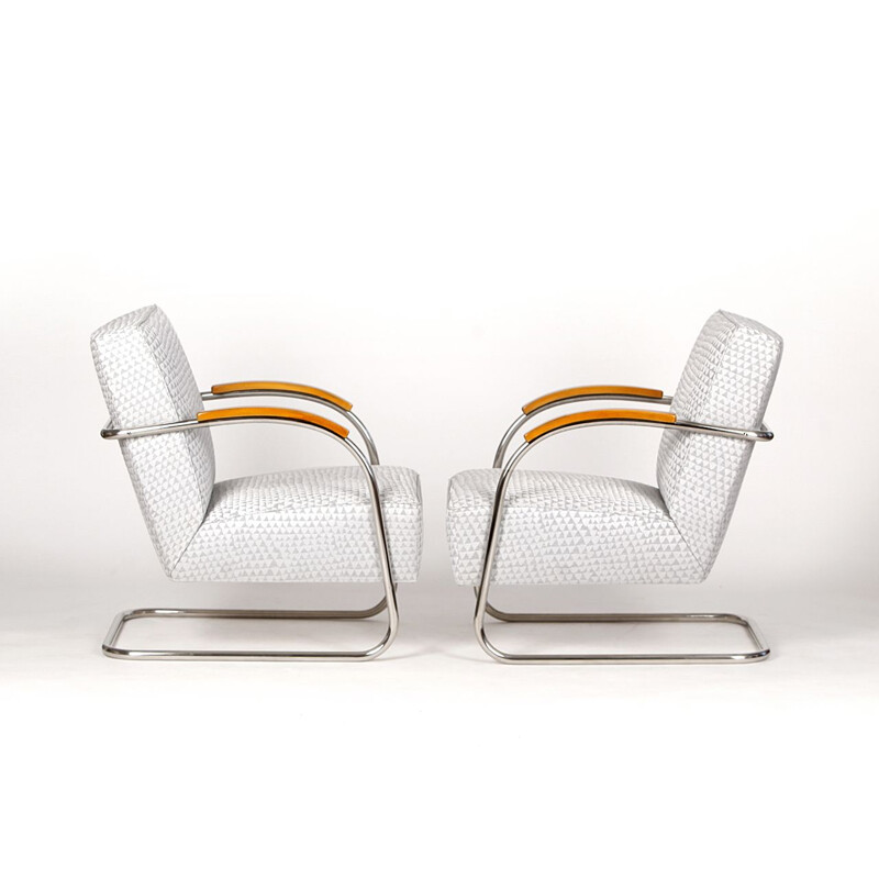 Pair of vintage tubular Steel Armchairs from Mücke-Melder 1930