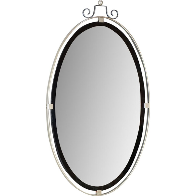 Miroir vintage ovale suspendu en chrome