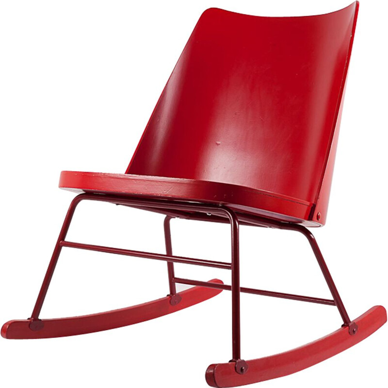 Red vintage rocking chair
