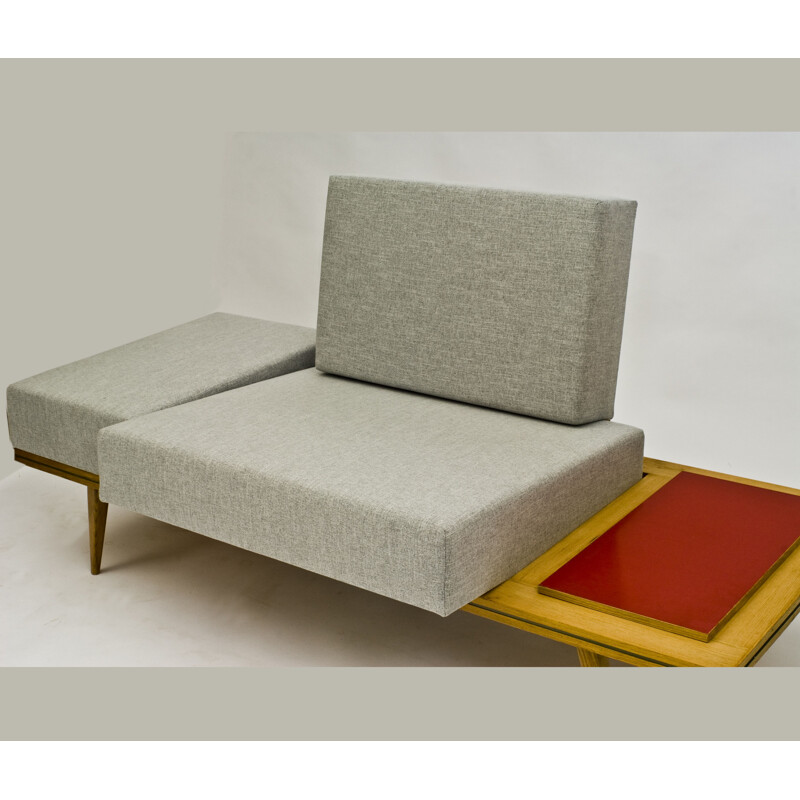 Vintage daybed in grey fabric 1960