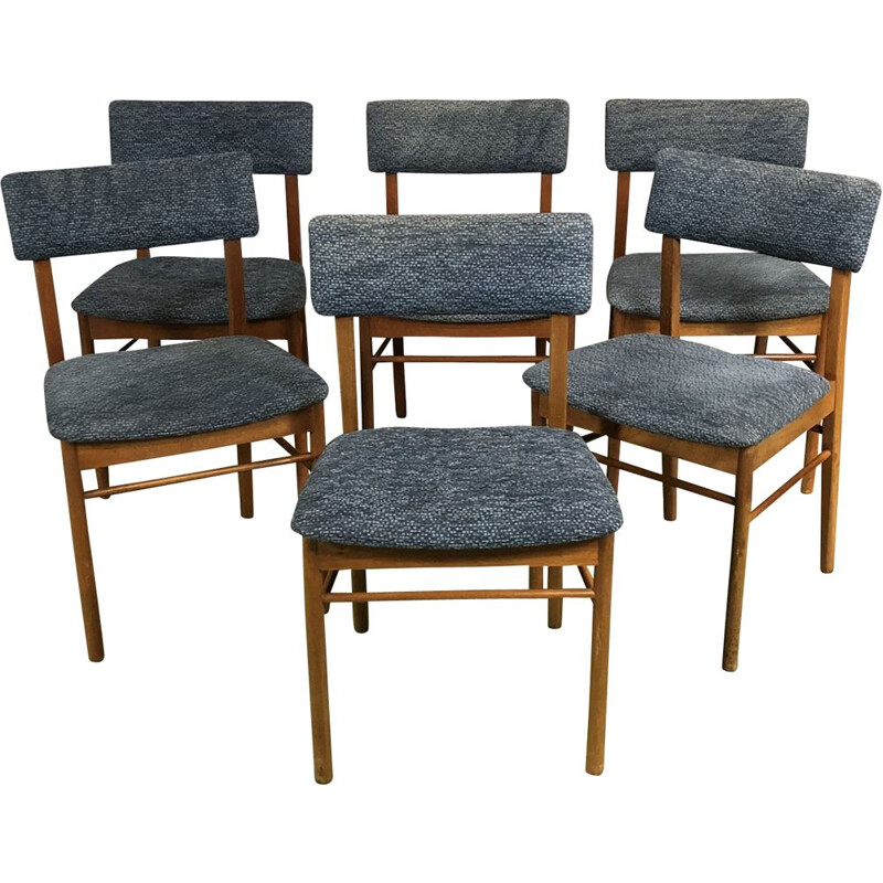 Set of 6 vintage chairs in teak 