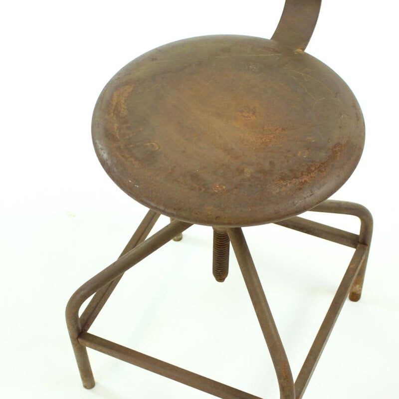 Cadeira de fábrica de metal industrial Vintage de Kovona, Checoslováquia 1940