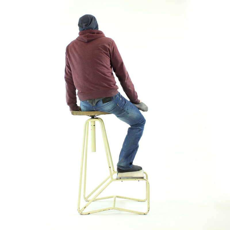 Vintage tall industrial bar stool chair