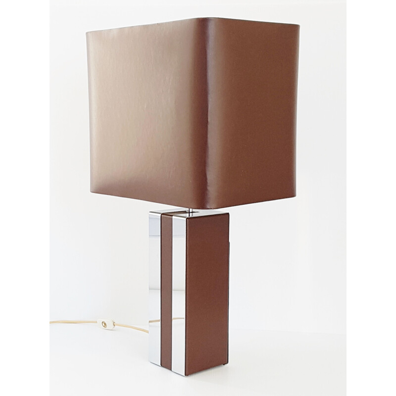 Vintage table lamp in chrome and leatherette