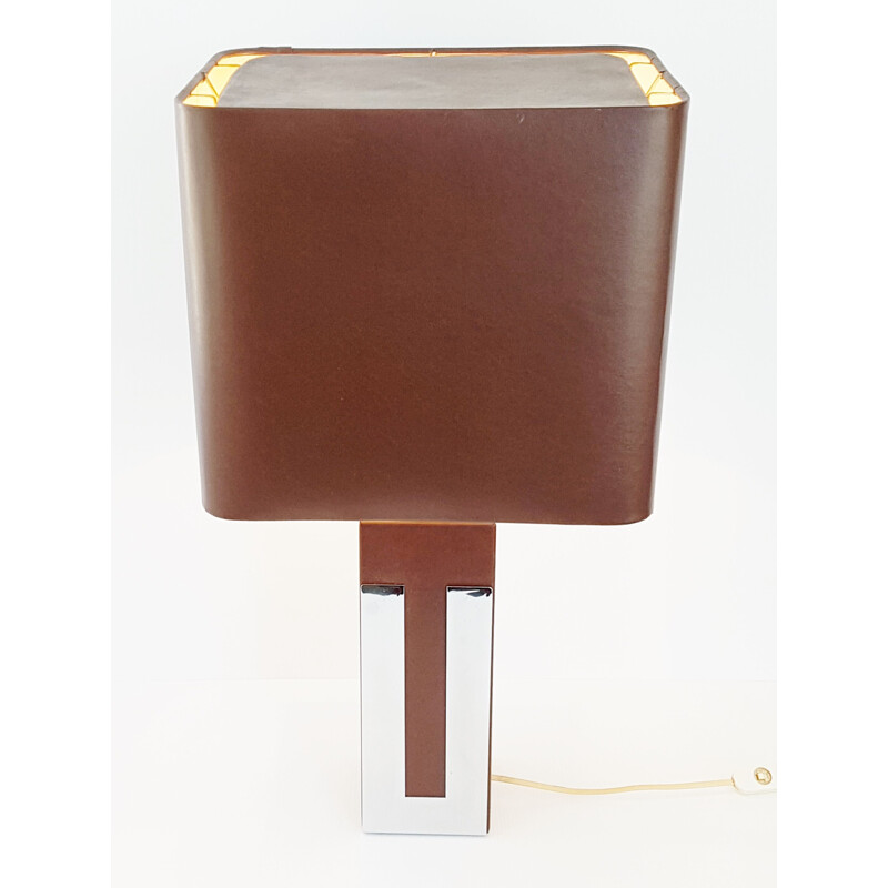 Vintage table lamp in chrome and leatherette