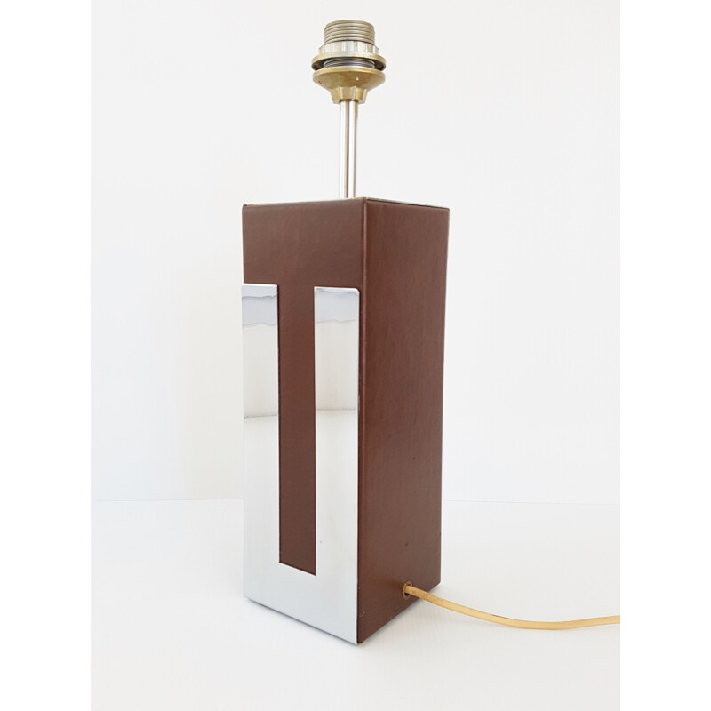 Vintage table lamp in chrome and leatherette