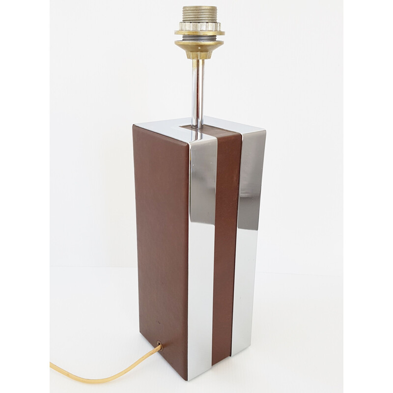 Vintage table lamp in chrome and leatherette