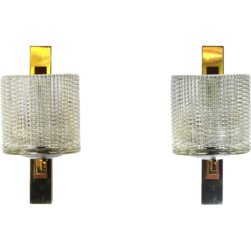 Pair of vintage brass wall lamps 1960