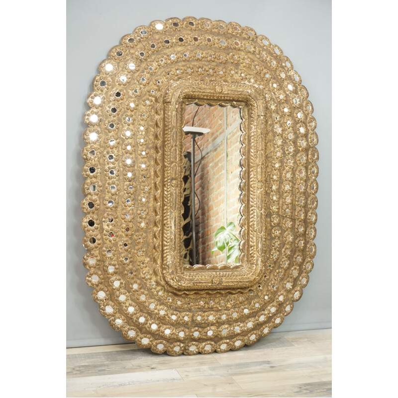 Vintage oval mirror in wood