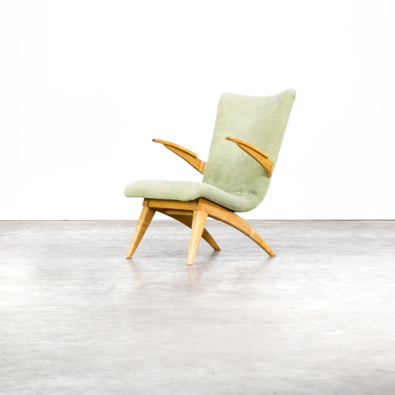 Vintage Dutch armchair in beech wood by Van Os Culemborg