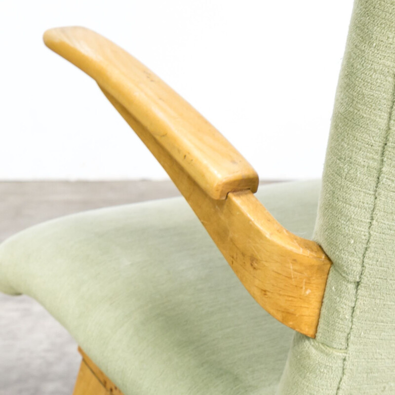 Vintage Dutch armchair in beech wood by Van Os Culemborg