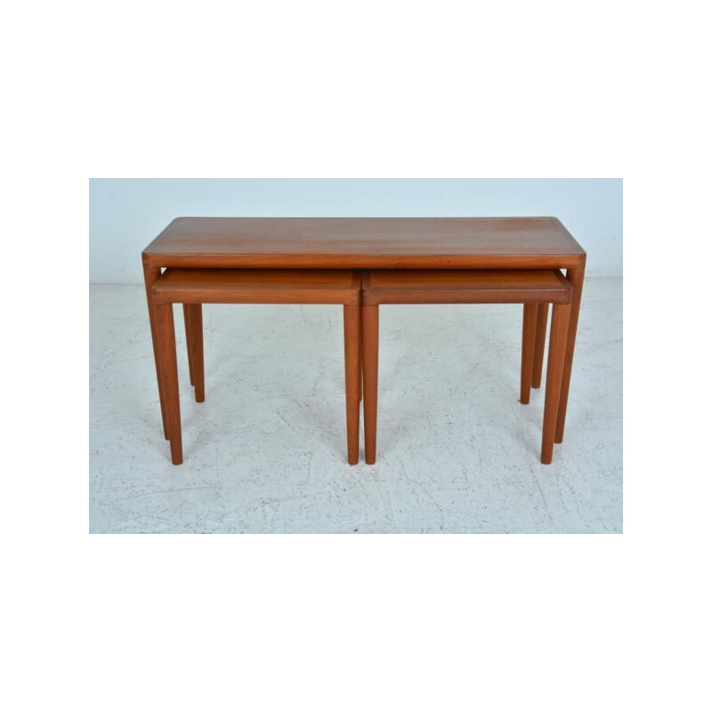 Set of 3 vintage Scandinavian nesting tables in teak