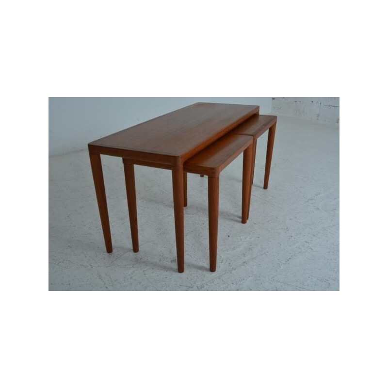 Set of 3 vintage Scandinavian nesting tables in teak