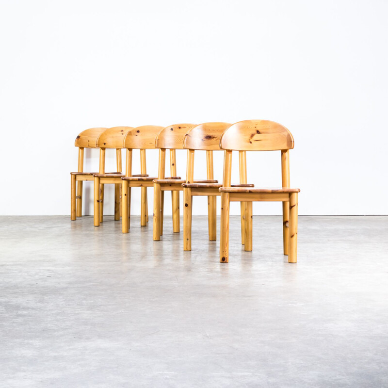 Set of 6 vintage dining chairs in pine wood by Rainer Daumiller for Hirtshals Savvaerk