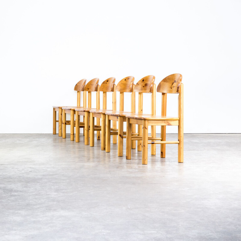 Set of 6 vintage dining chairs in pine wood by Rainer Daumiller for Hirtshals Savvaerk