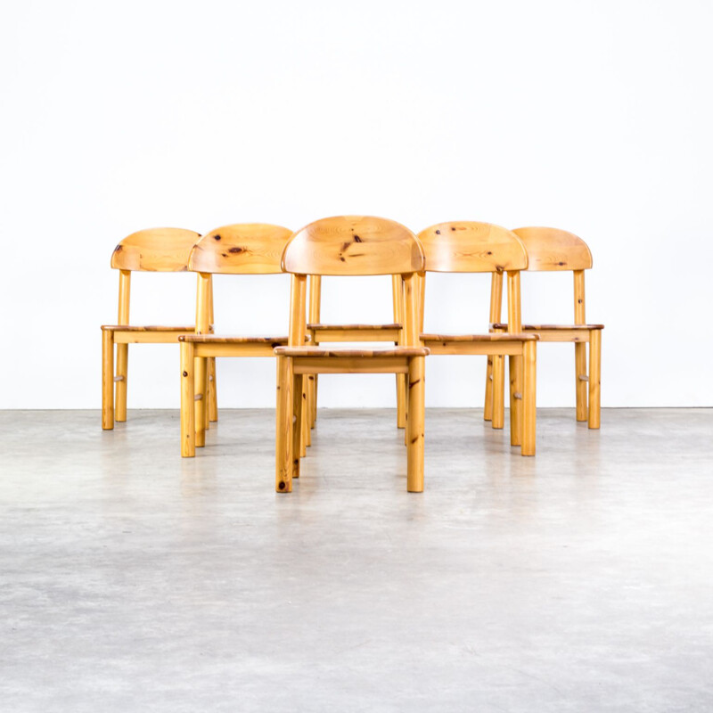 Set of 6 vintage dining chairs in pine wood by Rainer Daumiller for Hirtshals Savvaerk
