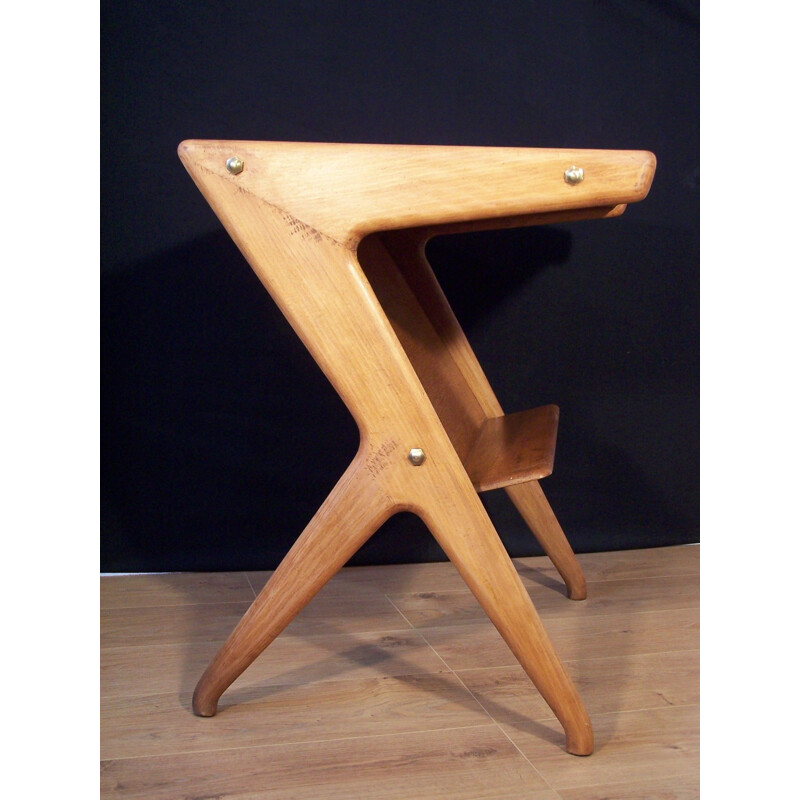 Vintage Italian side table in oak by Carlo Sala for Téléavia