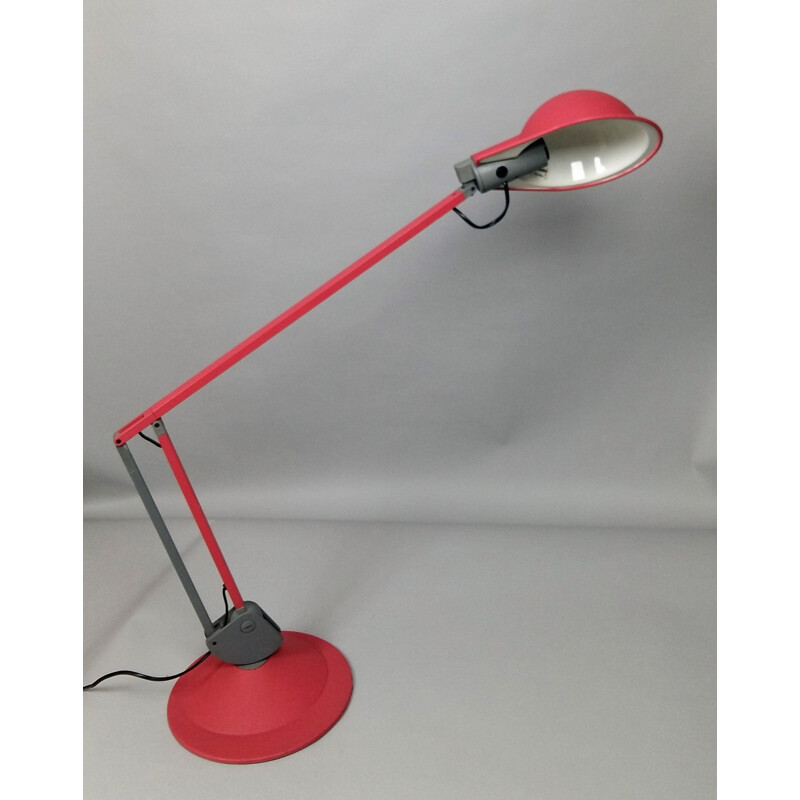 Vintage red desk lamp model Tineka by Rodolfo Bonetto for Iguzzin