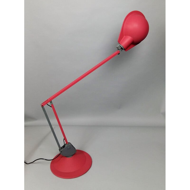 Vintage red desk lamp model Tineka by Rodolfo Bonetto for Iguzzin