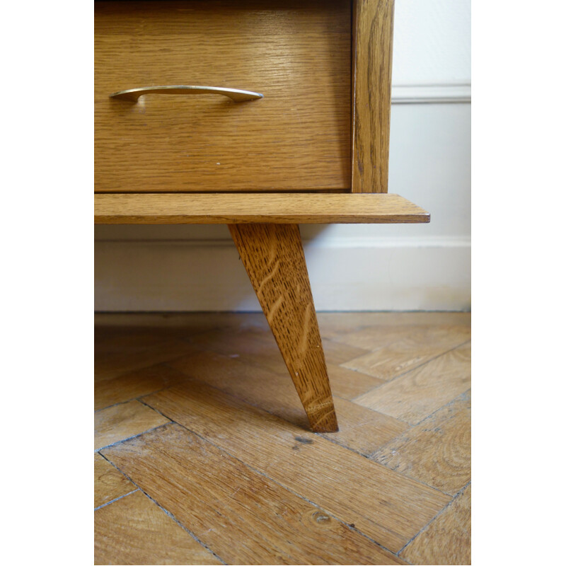 Vintage chest of drawers in oak with compass legs