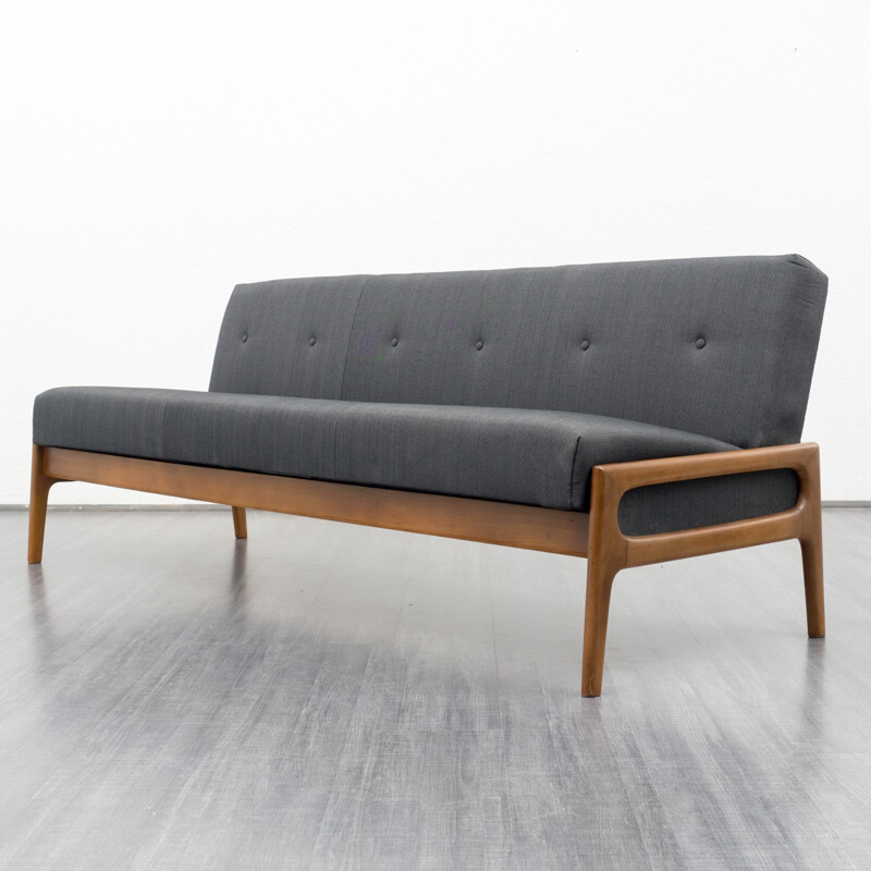 Convertible sofa in beechwood and grey anthracite - 1960s