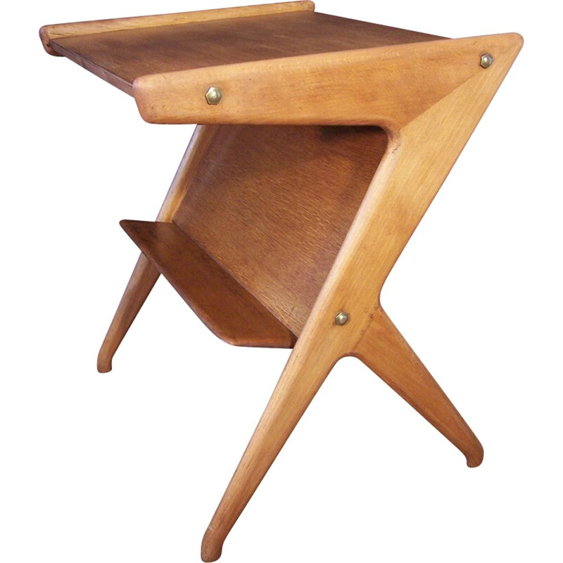 Vintage Italian side table in oak by Carlo Sala for Téléavia