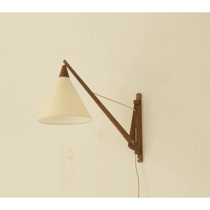 Vintage adjustable Scandinavian wall lamp in teak 