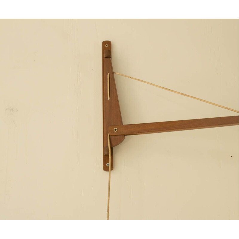 Vintage adjustable Scandinavian wall lamp in teak 