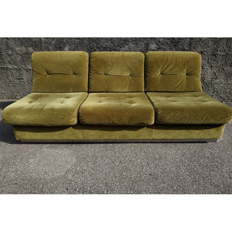 Vintage 3-seater sofa in velvet by Jacques Charpentier